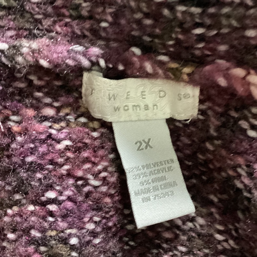 VTG TWEEDS WOMAN PLUS 2X SWEATER SHORT CARDIGAN PLUM SPECKLED - Picture 12 of 13